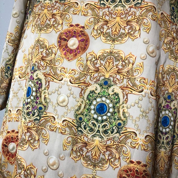 TRAFFIC PEOPLE gold bejeweled jewel print Dress M - Picture 5 of 14